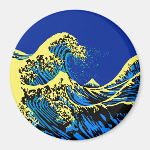 Aimant La grande vague Hokusai dans un décor de style pop