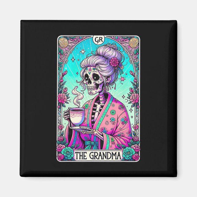 Aimant La Grandma Tarot Card Skeleton Mothers Day Witch (Devant)