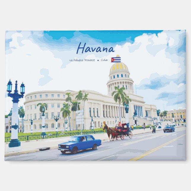 Aimant La Havane, Cuba - Âme Classique Vintage (Recto)