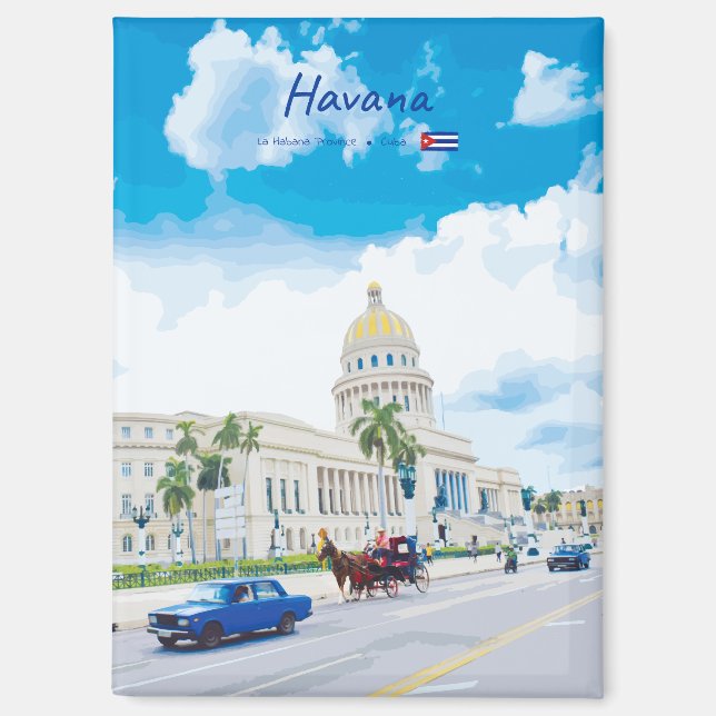 Aimant La Havane, Cuba - Âme Classique Vintage (Recto)