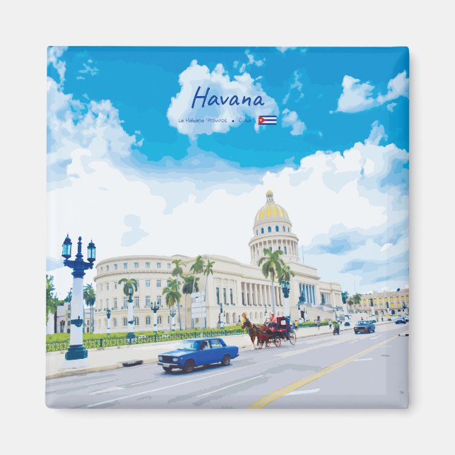 Aimant La Havane, Cuba - Âme Classique Vintage (Devant)