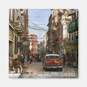 Aimant La Havane de Cuba Vintage Retro City