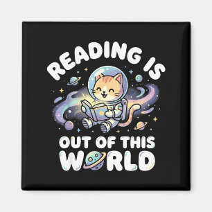 Aimant La lecture est des livres d'espace de chat drôle h