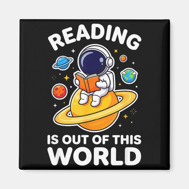 Aimant La lecture est hors de ce livre d'astronaute spati (Devant)