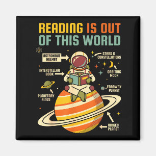 Aimant La lecture est hors de ce monde astronaute lisant