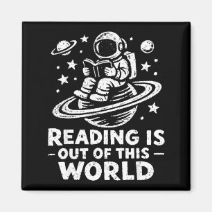 Aimant La lecture est hors de ce monde astronaute lisant