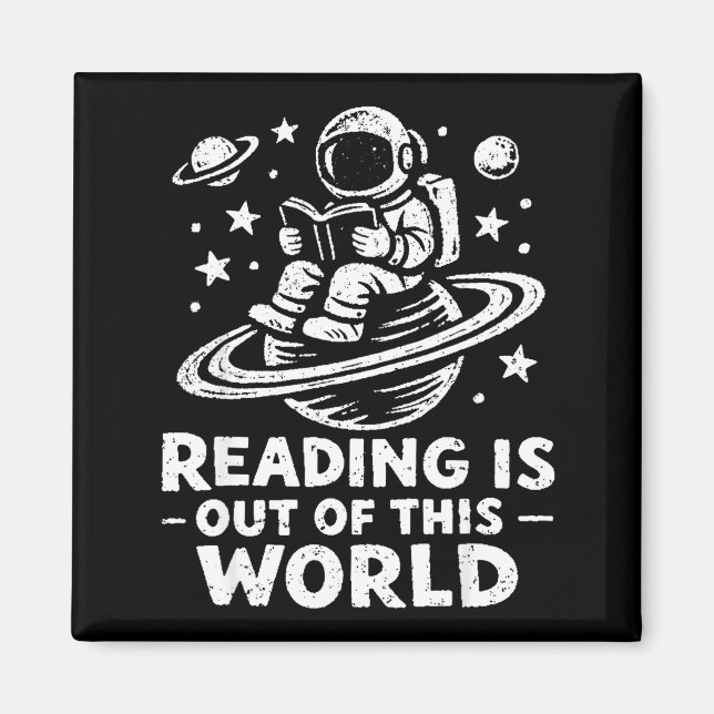 Aimant La lecture est hors de ce monde astronaute lisant (Devant)