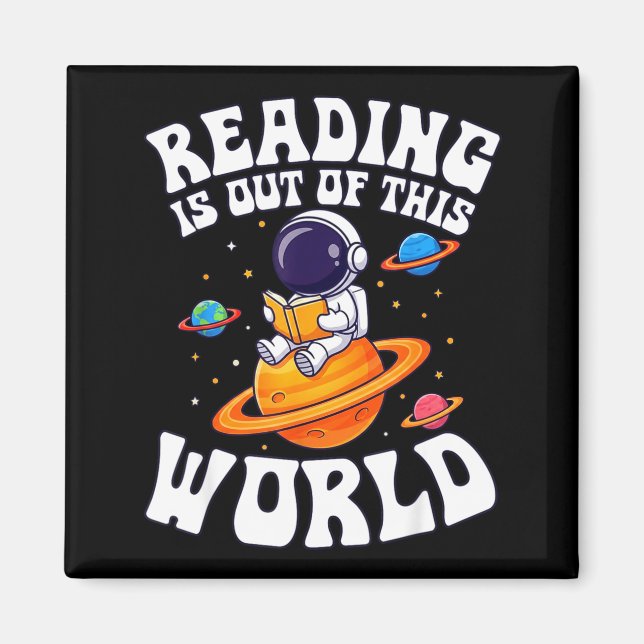Aimant La lecture est hors de ce monde astronautes livres (Devant)