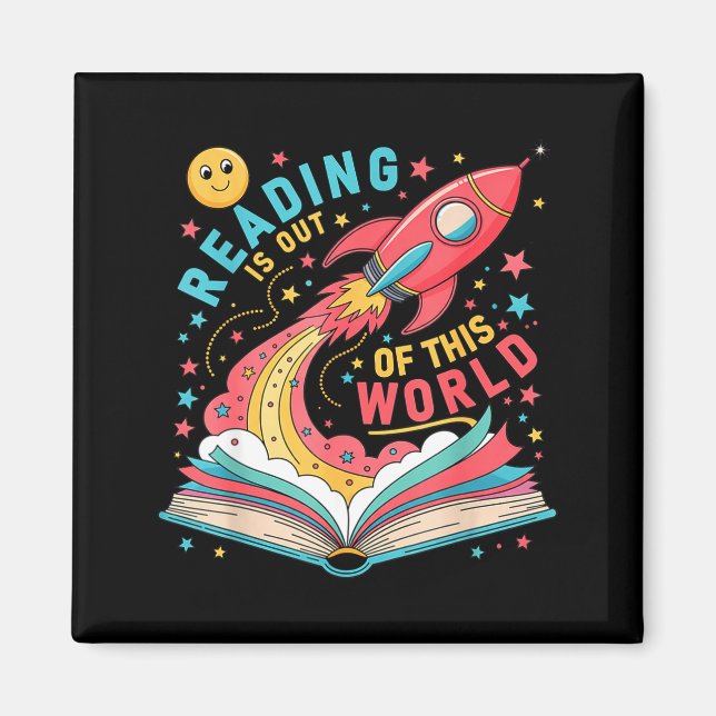 Aimant La lecture est hors de ce monde livre d'espace d'a (Devant)