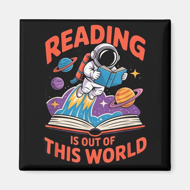 Aimant La lecture est hors de ce monde livre d'espace d'a (Devant)