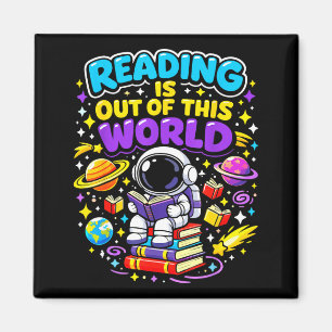 Aimant La lecture est hors de ce monde livres d'astronaut