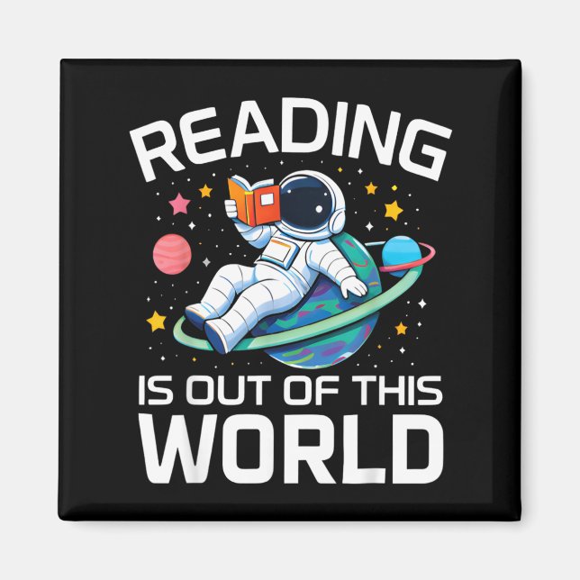 Aimant La lecture est un astronaute de l'espace hors de c (Devant)