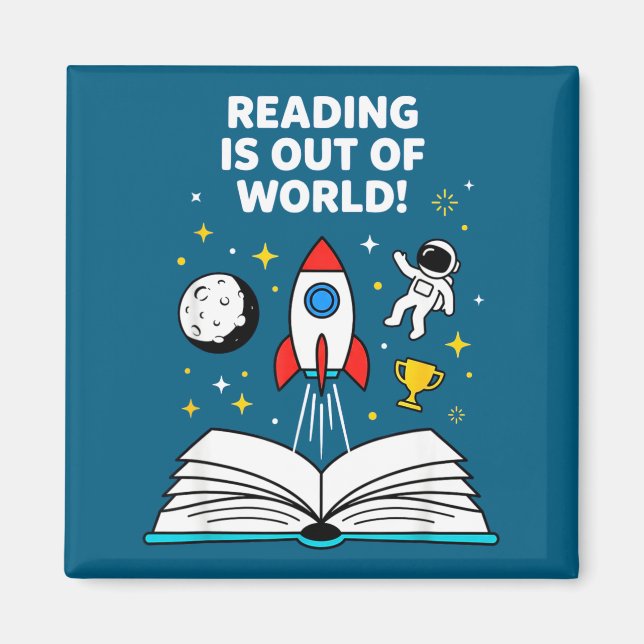 Aimant La lecture est un astronaute spatial hors de ce mo (Devant)