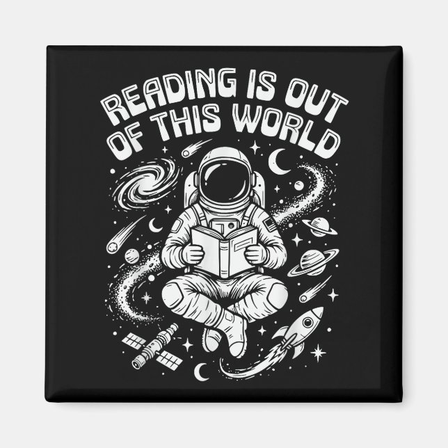 Aimant La lecture est un livre drôle de l'espace hors de  (Devant)
