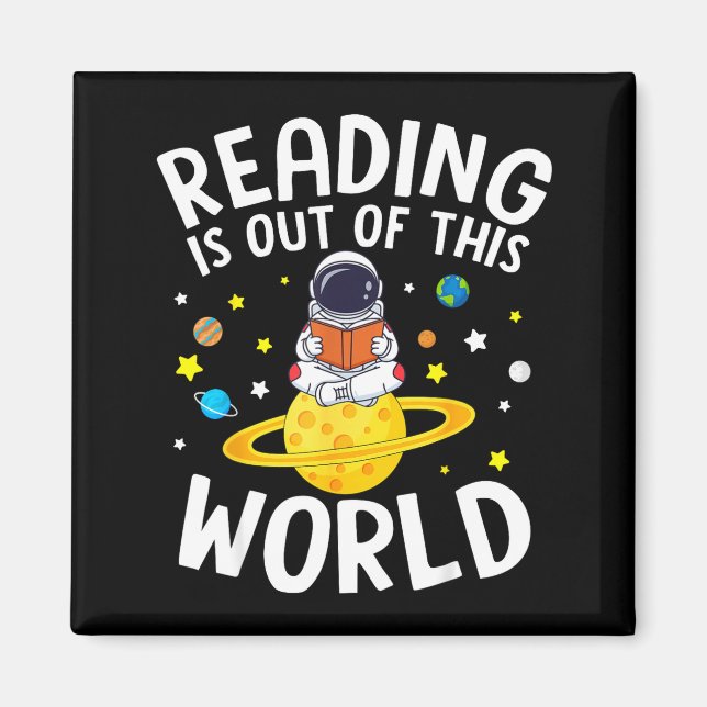 Aimant La lecture est un livre drôle et spatial hors de c (Devant)