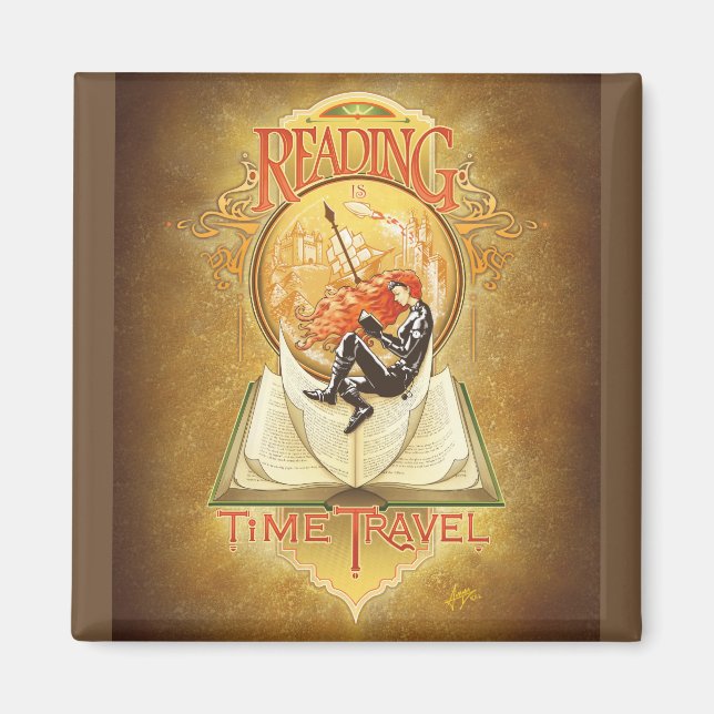 Aimant La lecture est un voyage dans le temps (Devant)