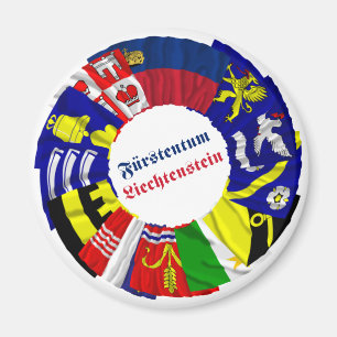 Aimant La Liechtenstein et ses drapeaux de Gemeinde