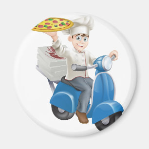Aimant La livraison de vélomoteur de chef de pizza
