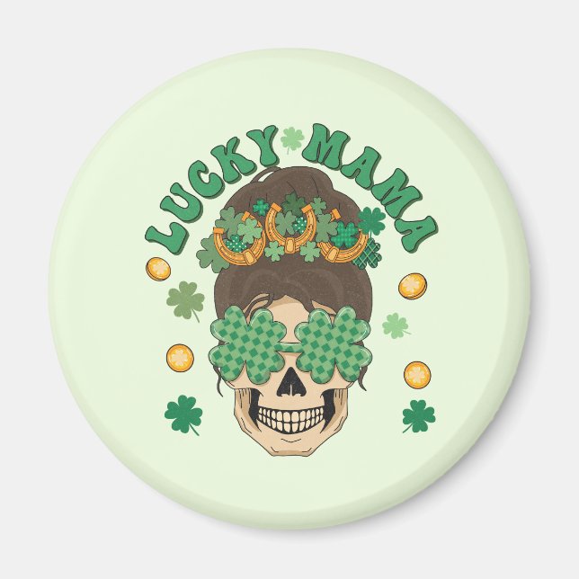 Aimant La Lucky Mama Skeleton de St. Patrick (Devant)