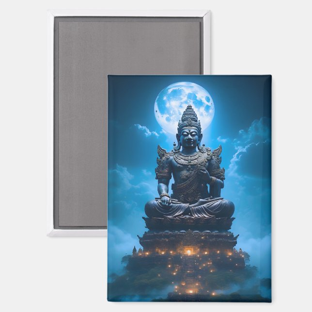 Aimant La lumière de la pleine lune du Bouddha (Recto/Verso)