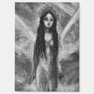 Aimant La Luna Ange Sombre Goth Noir et Blanc Art Fantast