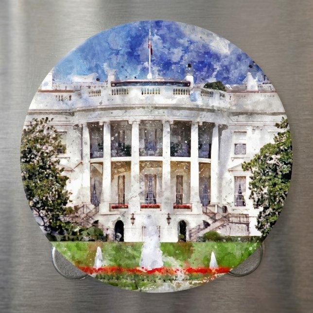Aimant La Maison Blanche à Washington DC – Façade Sud (The White House in Washington DC – Southern Facade. Magnet)