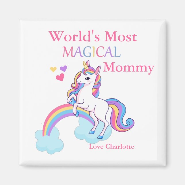 Aimant La Maman la Plus Magique du Monde de Licorne (Devant)