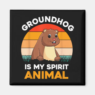 Aimant La Marmotte Est Mon Animal Spirituel Rétro Jour De