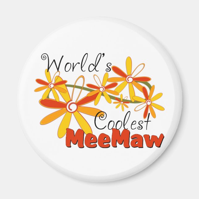 Aimant La Meemaw la plus cool du monde floral (Devant)