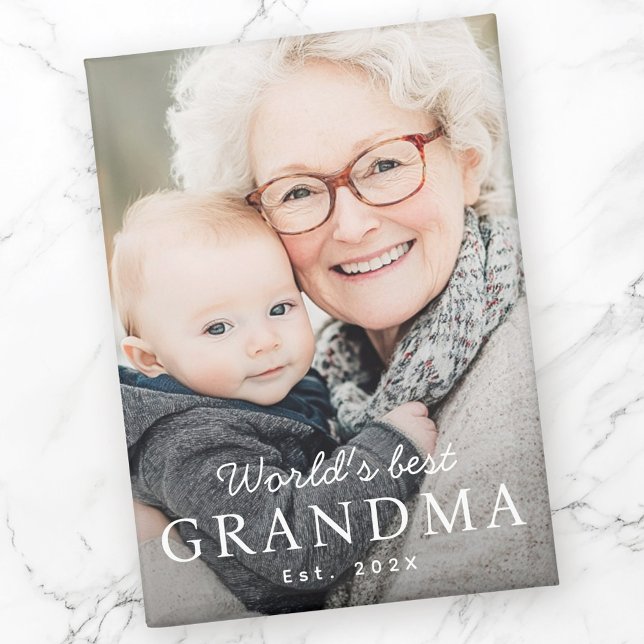 Aimant La meilleure grand-mère du monde photo de l'année  (World's best grandma grandmother est year photo magnet)