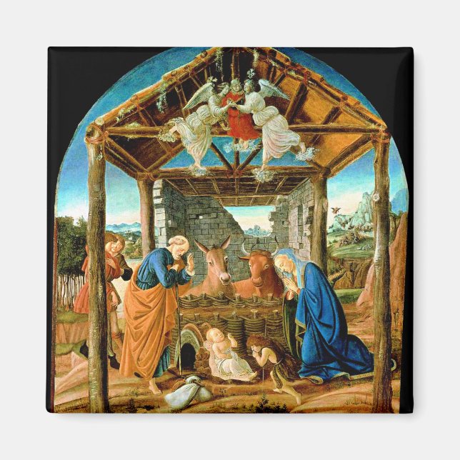 Aimant La Nativité, célèbre peinture de Sandro Botticelli (Devant)