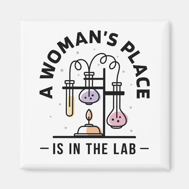 Aimant La place d'une femme est au labo – Art STEM (Devant)