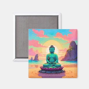 Aimant La réflexion sur le coucher de soleil de Bouddha