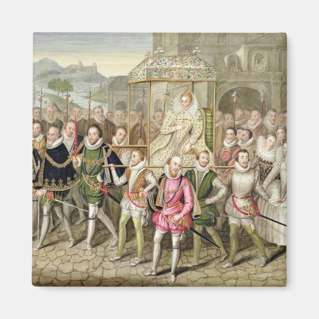 Aimant La reine Elizabeth I en procession avec ses Courti (Devant)
