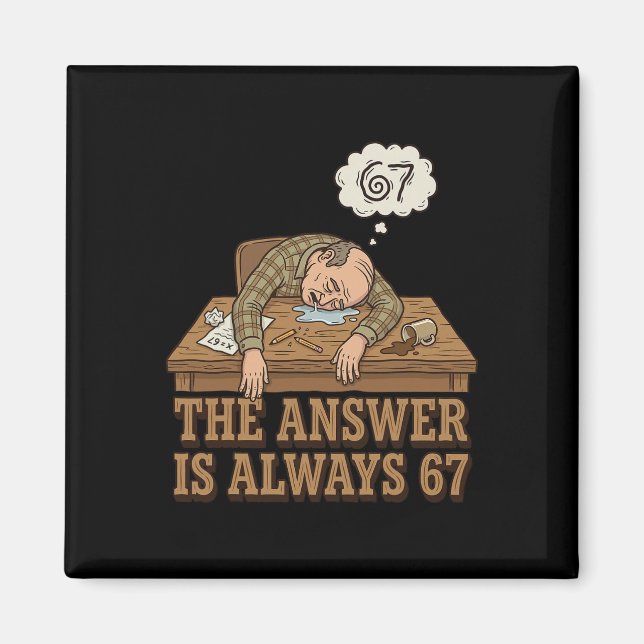 Aimant La réponse est toujours 67 Prof de maths Mème 90s  (Devant)