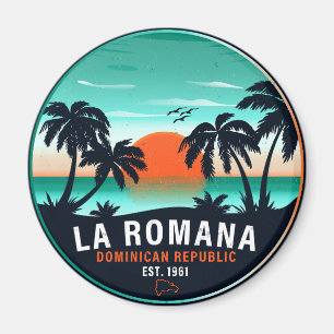 Aimant La Romana République Dominicaine Retro Sunset Souv