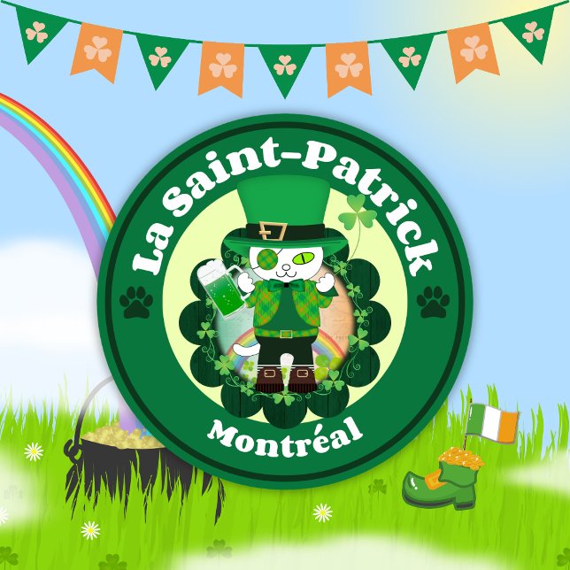 Aimant La Saint-Patrick à Montréal (St. Patrick's Day in Montreal Magnet（front))