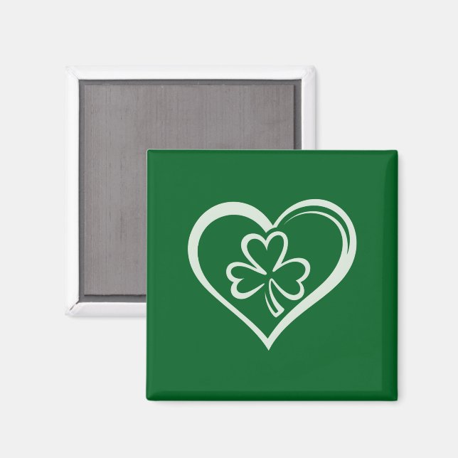 Aimant La Saint-Patrick drôle Shamrock Cœur Irlandais  (Recto/Verso)