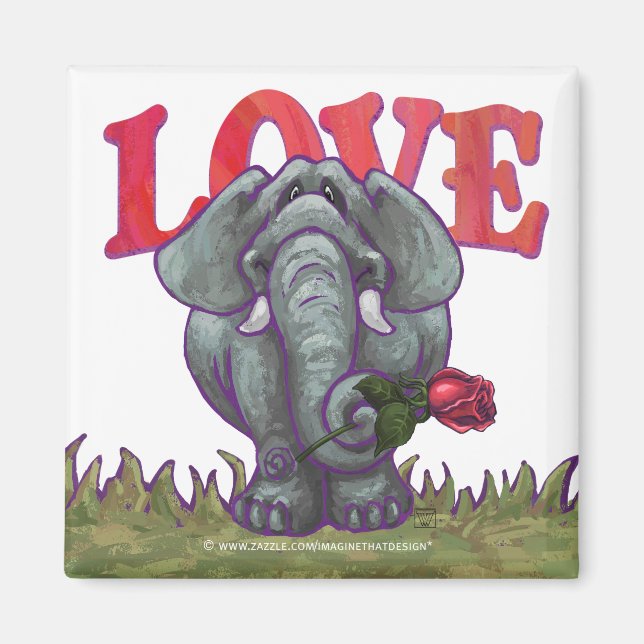 Aimant La Saint-Valentin des éléphants (Devant)