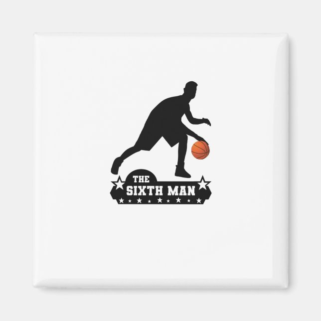 Aimant La Silhouette Du Sixième Homme De Basket (Devant)
