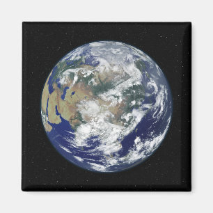 Aimant La terre entièrement allumée portée sur l'Asie