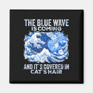 Aimant La Vague Bleue Vient Couverte De Cheveux De Chat D