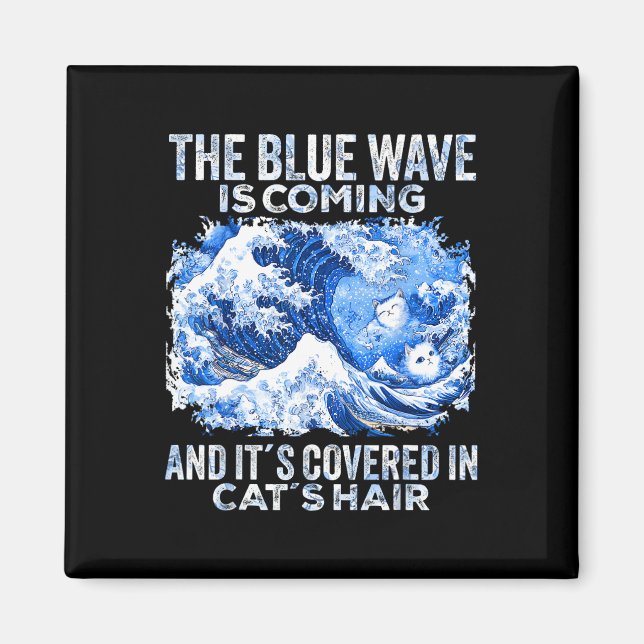 Aimant La Vague Bleue Vient Couverte De Cheveux De Chat D (Devant)