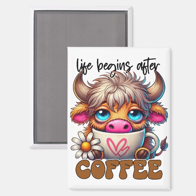 Aimant La vie commence après le café  (Recto/Verso)