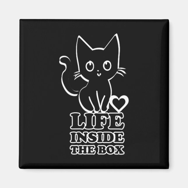 Aimant La Vie Dans La Boîte - Chat Kitty Noir (Devant)