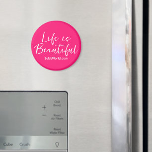 Aimant La vie est belle Blog Marque Site Web Rose