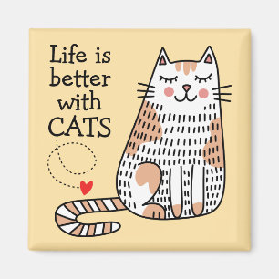 Aimant La vie est meilleure avec des chats Doodle