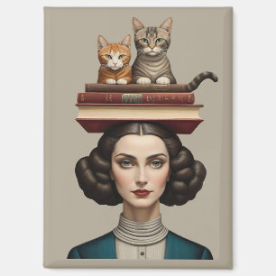 Aimant La vie est meilleure avec des chats et des livres
