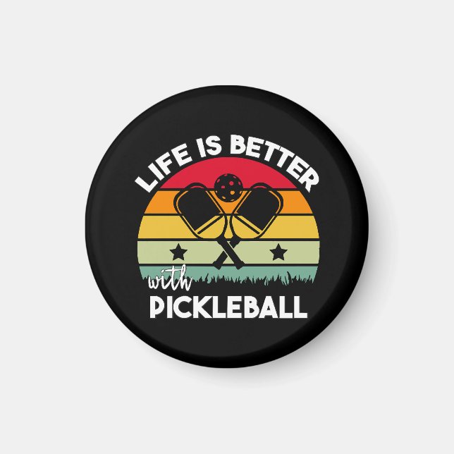Aimant La vie est meilleure avec Pickleball (Devant)