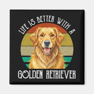 Aimant La vie est meilleure avec un golden retriever